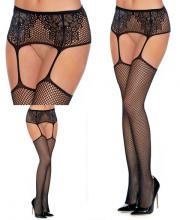 0394 Dreamgirl Exotic Fishnet and lace garter pantyhose